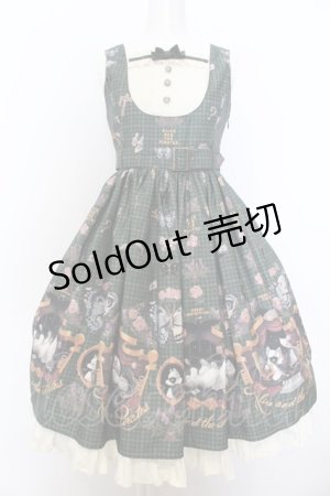 画像: ALICE and the PIRATES / Dual face 〜phantom and truth〜柄ジャンパースカートI  グリーン O-25-01-06-009-PA-OP-IG-OS
