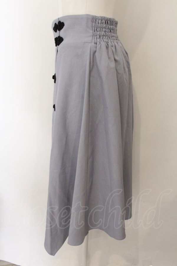 画像2: axes femme POETIQUE / チャイナボタンイレヘムスカート M ブルーグレー O-25-01-07-036-AX-SK-IG-ZI (2)