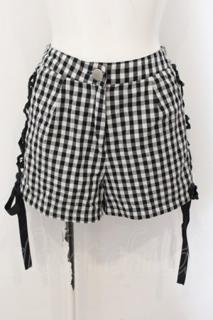 画像: GLAVIL / ギンガムレースアップショートパンツ  ブラック×ホワイト O-25-01-08-006-PU-PA-IG-ZT302