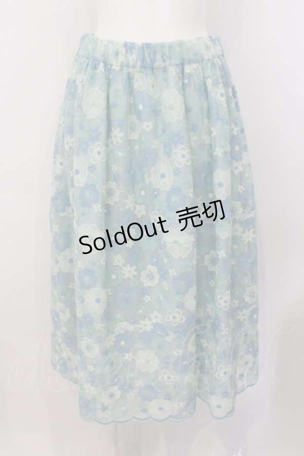 画像1: Jane Marple / Flower Laceランタンスカート M ミント×ブルー O-25-01-09-014-JM-OP-IG-OS (1)