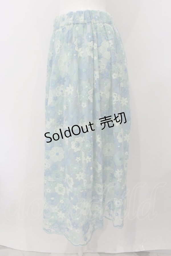 画像2: Jane Marple / Flower Laceランタンスカート M ミント×ブルー O-25-01-09-014-JM-OP-IG-OS (2)