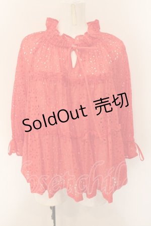 画像: Jane Marple / Eyelet lace tiered blouse ブラウス M アカ O-25-01-09-022-JM-BL-IG-OS