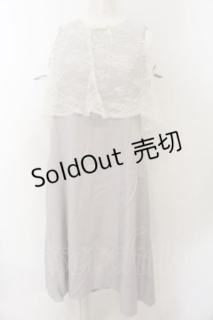 画像: axes femme POETIQUE / レースデザイン肩開きワンピース M グレー O-25-01-10-065-AX-OP-IG-OS