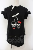 画像1: GLAVIL / スカルチェリーカットオフTシャツ  ブラック O-25-01-13-039-PU-TS-IG-ZT277 (1)
