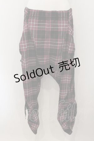 画像: ALGONQUINS / リボンポケットサルエルパンツ  ピンク×ブラック O-25-01-13-005-AL-PA-IG-OS