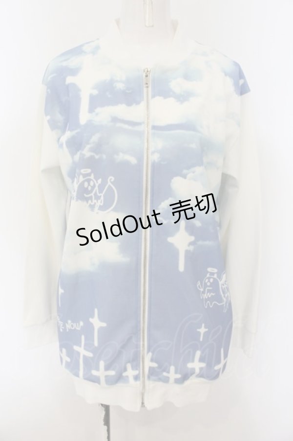 画像1: PEACE NOW / ヘヴン柄ジップアップ  ホワイト×サックス O-25-01-13-057-PU-TO-IG-OS (1)