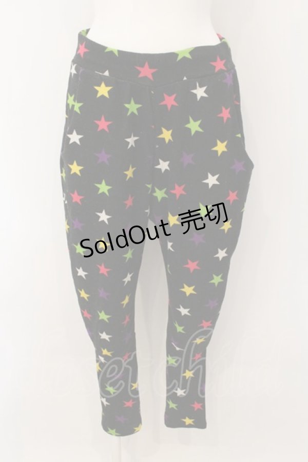 画像1: LISTEN FLAVOR / スターニットサルエルパンツ  ブラック O-25-01-13-060-PU-PA-IG-ZT302 (1)