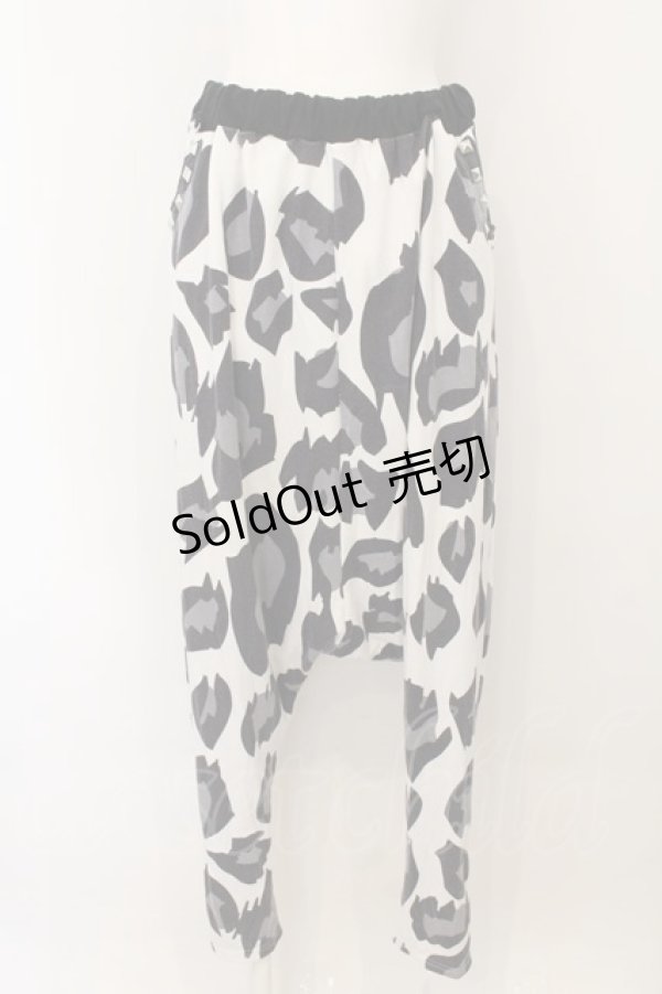 画像1: SUPER LOVERS / レオパードサルエルパンツ  ホワイト×ブラック×グレー O-25-01-13-063-PU-PA-IG-ZT277 (1)