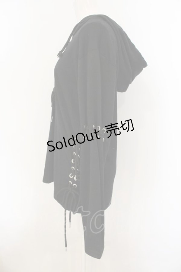 画像2: Drug Honey / レースアップパーカー  ブラック O-25-01-13-078-PU-TO-IG-ZT366 (2)