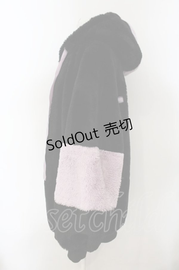 画像2: TRAVAS TOKYO / Drip Logo Faux Fur Hooodie  ブラック×パープル O-25-01-13-027-PU-CO-IG-ZT-C035 (2)