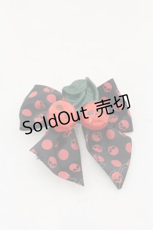 画像: KREEP SVILLE666 / スカルチェリーリボンクリップ  レッド O-25-05-30-1100-PU-AC-IG-ZT394-F003