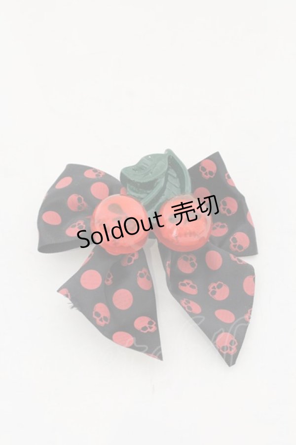 画像1: KREEP SVILLE666 / スカルチェリーリボンクリップ  レッド O-25-05-30-1100-PU-AC-IG-ZT394-F003 (1)