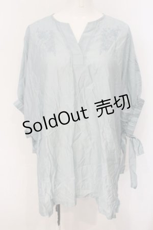 画像: axes femme / 袖リボンドルマンチュニック F サックス O-25-01-18-041-AX-TO-IG-OS