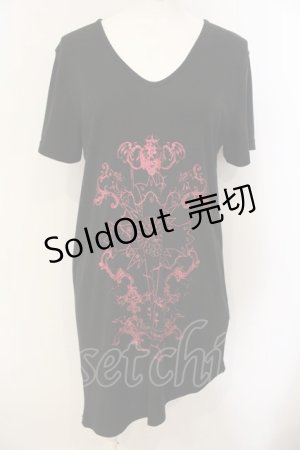 画像: h.NAOTO / D.Gray-manコラボ Allen cut＆sew カットソー  ブラック×レッド O-25-01-18-062-HN-TO-IG-OS
