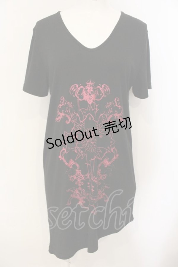 画像1: h.NAOTO / D.Gray-manコラボ Allen cut＆sew カットソー  ブラック×レッド O-25-01-18-062-HN-TO-IG-OS (1)