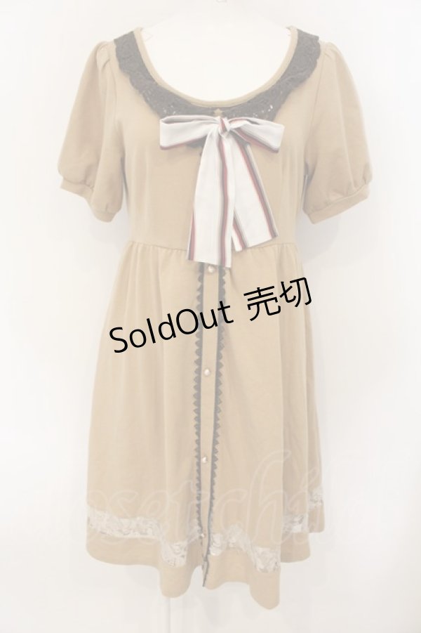 画像1: axes femme POETIQUE / 裾レース切替ニットチュニ  ブラウン O-25-01-18-014-AX-OP-IG-OS (1)