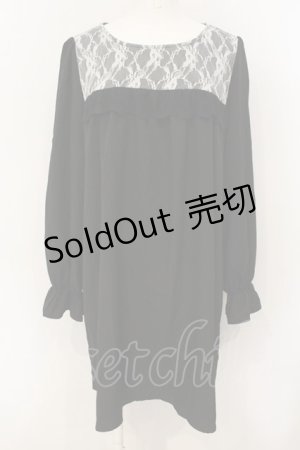 画像: axes femme / レース配色Aラインワンピース M クロ O-25-01-18-023-AX-OP-IG-OS