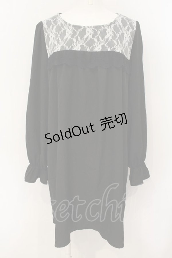 画像1: axes femme / レース配色Aラインワンピース M クロ O-25-01-18-023-AX-OP-IG-OS (1)