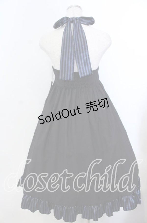 画像3: PEACE NOW / ストライプサテンホルターワンピース Ｍ ブラック×ブルー O-25-11-19-025-PU-OP-IG-OS (3)