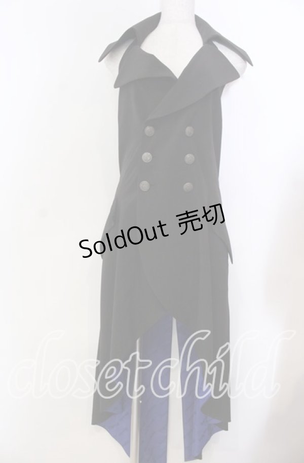 画像1: Moi-meme-Moitie / 後ろ編み上げ燕尾ジレ Man ブラック O-25-11-19-033-MO-JA-IG-OS (1)