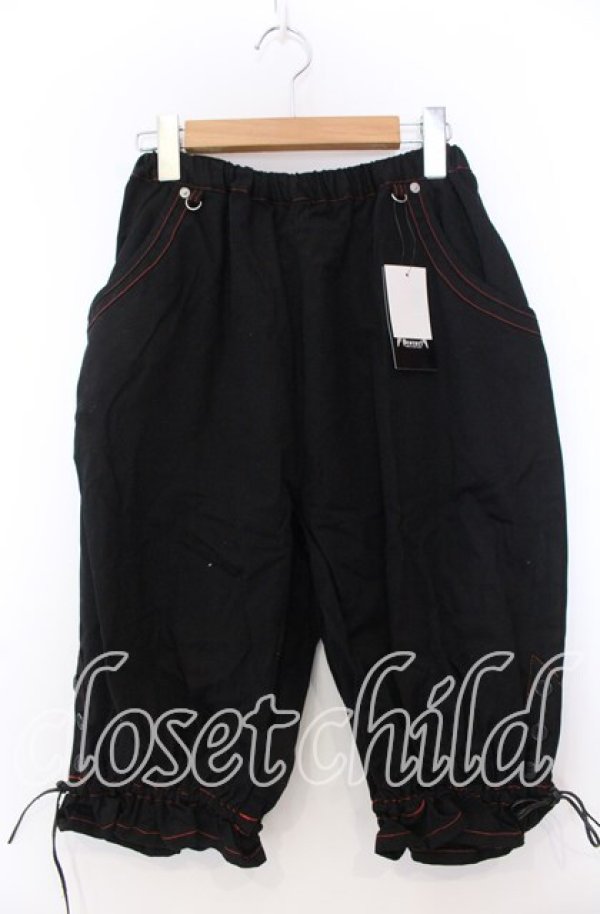 画像1: Deorart / ステッチハーフパンツ ｆ ブラック×レッド O-25-11-19-036-PU-PA-IG-ZT036 (1)