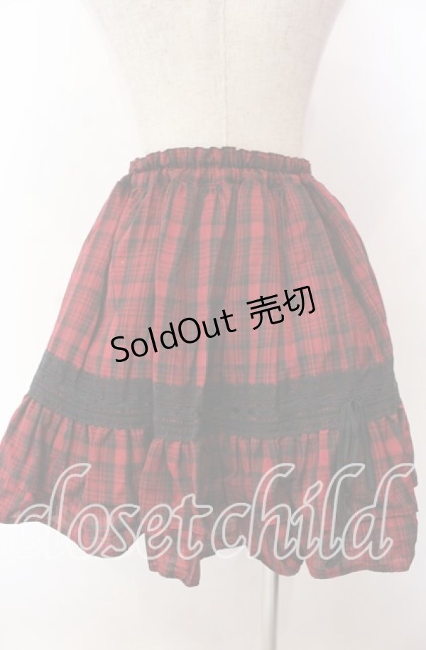 画像2: MARBLE / レースリボン飾りチュール入りレイヤードスカート  レッドチェック×ブラック O-25-11-19-038-GO-SK-IG-OS (2)