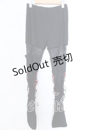 画像: Qutie Frash / フェイクガーターインナーパンツ  ブラック×レッド O-25-11-19-041-QU-PA-IG-ZT164