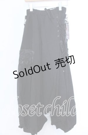 画像: Qutie Frash / DSジャガード切り替えサルエルパンツ  ブラック O-25-11-19-042-QU-PA-IG-OS