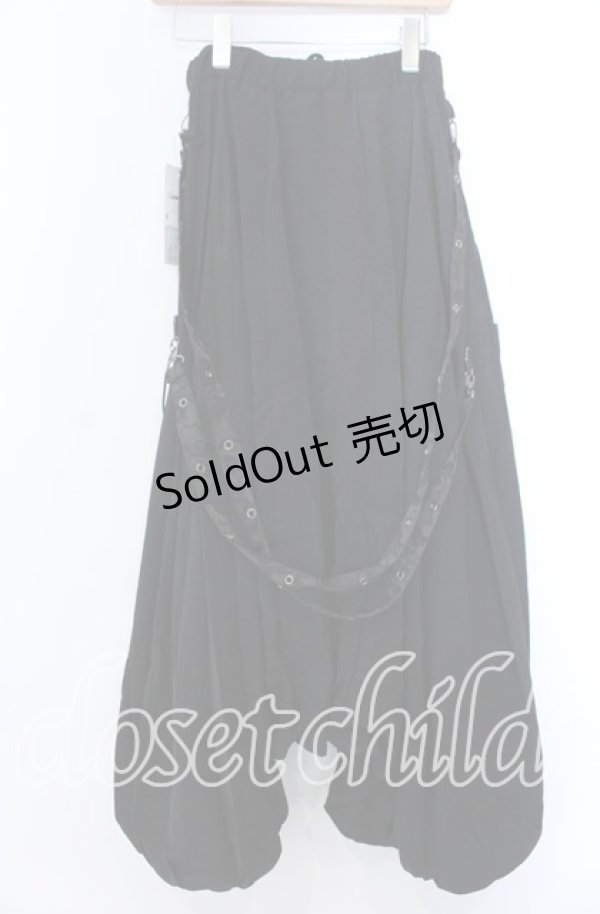 画像2: Qutie Frash / DSジャガード切り替えサルエルパンツ  ブラック O-25-11-19-042-QU-PA-IG-OS (2)