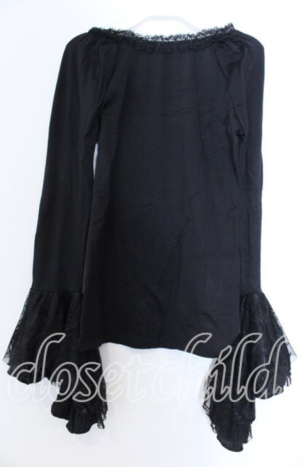 画像2: Qutie Frash / 異素材フリル姫袖カットソー  ブラック O-25-11-19-043-QU-TO-IG-OS (2)