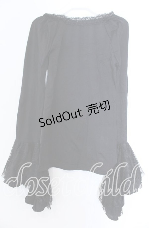 画像2: Qutie Frash / 異素材フリル姫袖カットソー  ブラック O-25-11-19-043-QU-TO-IG-OS (2)