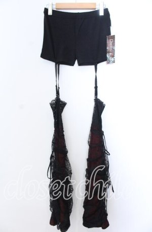 画像: Qutie Frash / クモメッシュレッグウォーマー  ブラック×レッド O-25-11-19-044-QU-PA-IG-OS