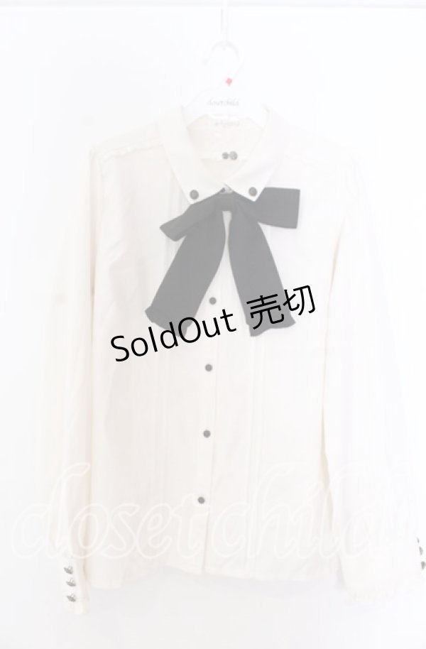 画像1: axes femme / リボンタイ付プチフリルブラウス L キナリ O-25-11-19-046-AX-BL-OW-OS (1)