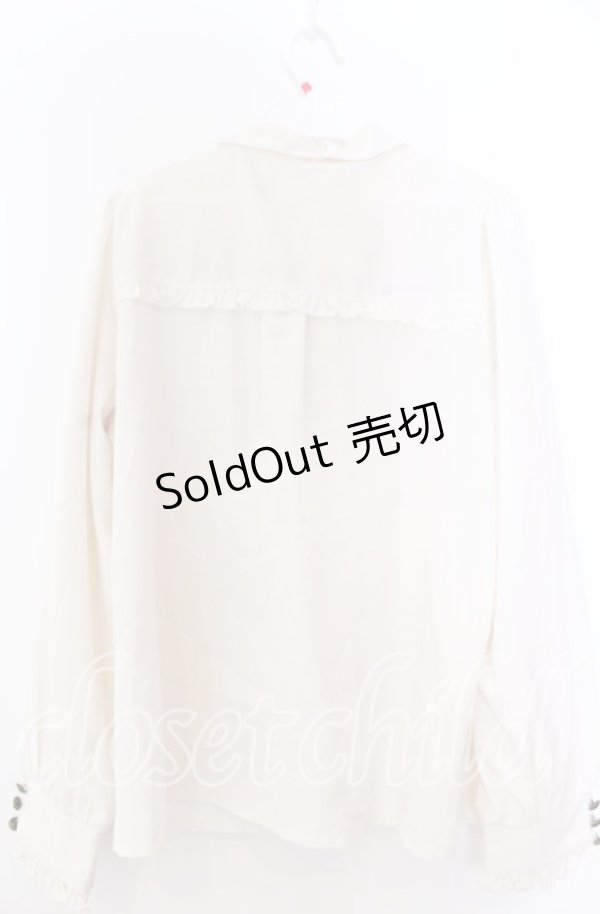 画像2: axes femme / リボンタイ付プチフリルブラウス L キナリ O-25-11-19-046-AX-BL-OW-OS (2)