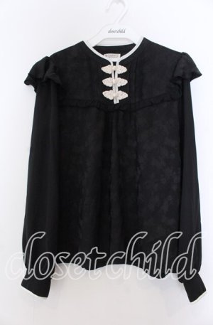 画像: axes femme / チャイナ釦ジャカードブラウス F クロ O-25-11-19-048-AX-BL-OW-OS