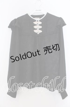 画像: axes femme / チャイナ釦ジャカードブラウス F クロ O-25-11-19-048-AX-BL-OW-OS