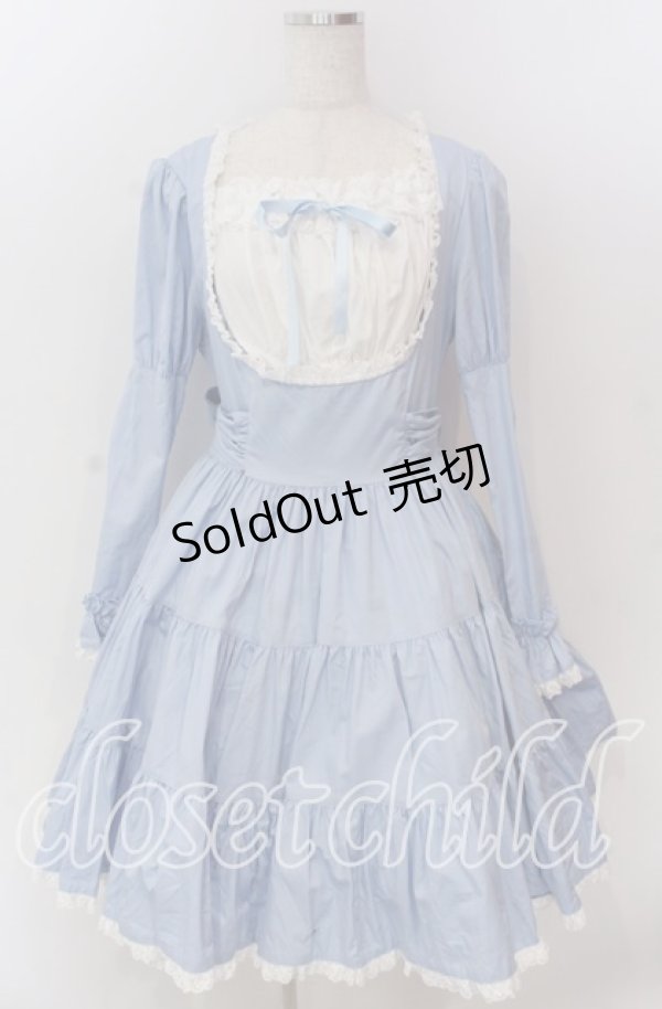 画像1: metamorphose / 胸切りかえティアードワンピース  サックス O-25-11-19-012-ME-OP-IG-OS (1)