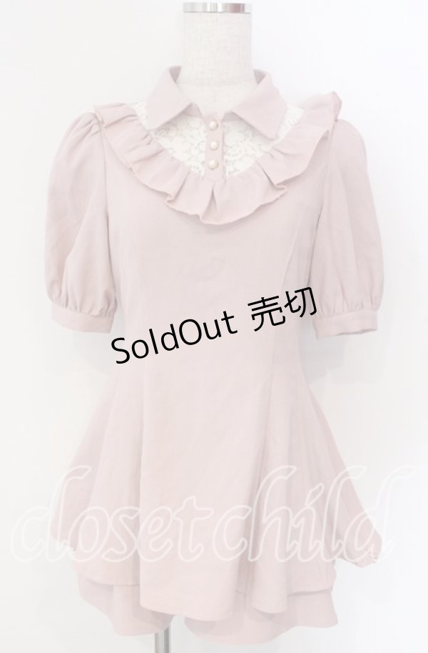 画像1: Secret Honey / デコルテレース半袖セットアップ  ピンク O-25-11-19-003-CA-OP-IG-OS (1)