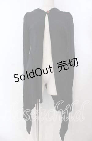 画像: alice auaa / season42 [Beauty of Lamb] コットンニットフードイレギュラーカーデ  ブラック O-25-11-19-022-AA-TO-IG-OS