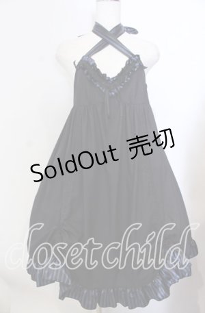 画像: PEACE NOW / ストライプサテンホルターワンピース Ｍ ブラック×ブルー O-25-11-19-025-PU-OP-IG-OS