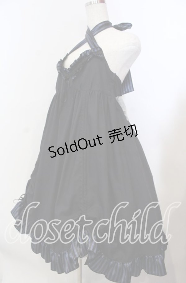 画像2: PEACE NOW / ストライプサテンホルターワンピース Ｍ ブラック×ブルー O-25-11-19-025-PU-OP-IG-OS (2)