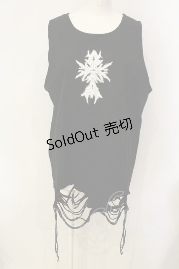 画像1: REFLEM / ダメージデザインタンクトップ F ブラック O-25-01-21-057-PU-TO-OW-ZT280 (1)