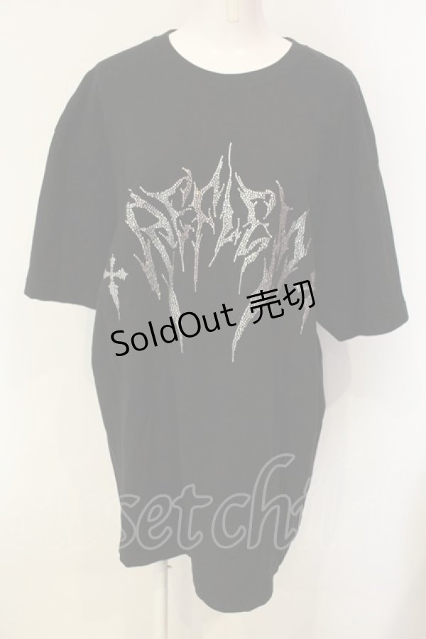 画像1: REFLEM / ラインストーンロゴ半袖Tシャツ F ブラック O-25-01-21-059-PU-TO-OW-ZT280 (1)