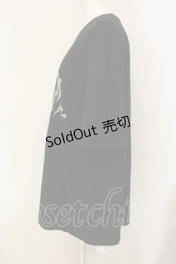 画像2: REFLEM / ラインストーンロゴ半袖Tシャツ F ブラック O-25-01-21-059-PU-TO-OW-ZT280 (2)
