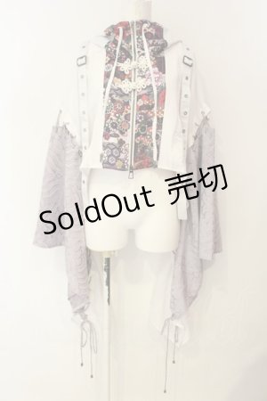 画像: Qutie Frash / 和柄ショートカーデ  ホワイト×ラベンダー O-25-01-23-049-QU-TO-IG-OS