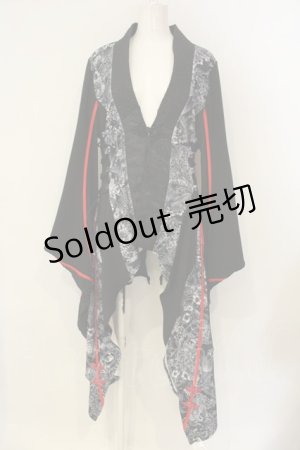 画像: Qutie Frash / ロング着物カーデ  ブラック×レッド O-25-01-23-052-QU-JA-IG-OS
