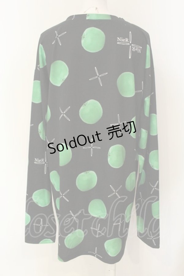 画像2: NieR Clothing / GREEN APPLE LONG CUTSEW カットソー  ブラック×グリーン O-25-01-23-059-PU-TO-IG-ZT280 (2)