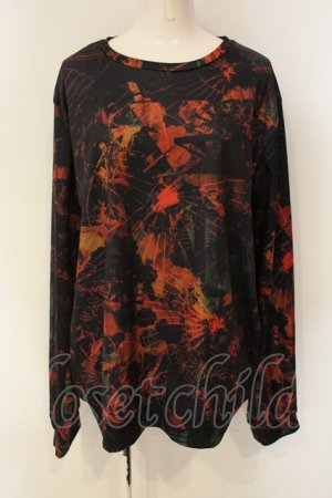 画像: NieR Clothing / 総柄カットソー  ブラック×オレンジ系 O-25-01-23-062-PU-TO-IG-ZT280