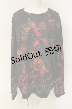画像: NieR Clothing / 総柄カットソー  ブラック×オレンジ系 O-25-01-23-062-PU-TO-IG-ZT280
