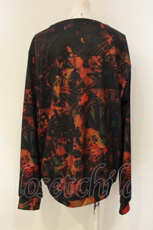画像2: NieR Clothing / 総柄カットソー  ブラック×オレンジ系 O-25-01-23-062-PU-TO-IG-ZT280 (2)